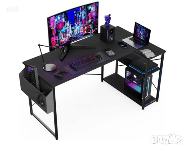 Геймърско Ъглово компютърно бюро BEXEVUE - 120x70 см