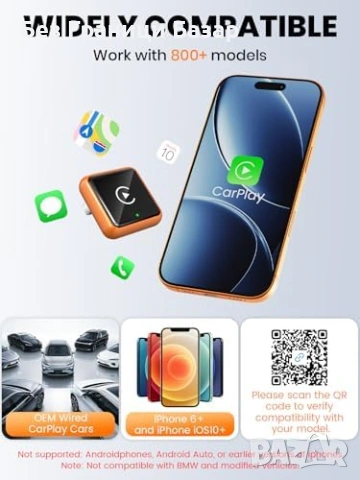 Нов Безжичен CarPlay Адаптер W2 USB Type-C iPhone iOS 10+ кола телефон връзка, снимка 7 - Друга електроника - 54718070