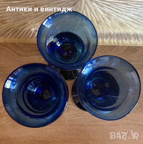 Винтидж чаши от кобалтово стъкло, снимка 4 - Чаши - 55083895