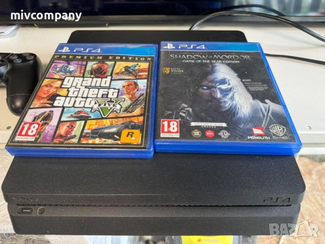 Конзола Sony Playstation 4 Slim 500GB+1 джойстик+2 игри, снимка 5 - PlayStation конзоли - 54475203