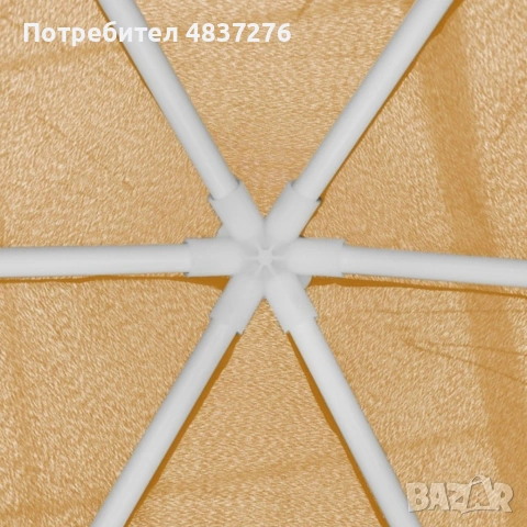 Шестоъгълна бежова градинска шатра с мрежа против комари, 2 входа и здрава стоманена конструкция, снимка 8 - Други - 54761804