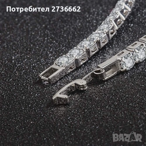 Сребърна гривна с цирконии , снимка 3 - Гривни - 54134053