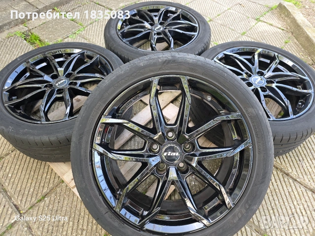 Лети джанти 17ки 5х108 Rial + летни гуми 225/45/17 Dunlop