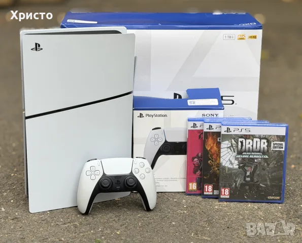 Конзола SONY PlayStation 5 Slim PS5 1TB + 2 DUALSENSE + 3 PS5 ИГРИ – Disc Edition, CFI-2116, снимка 2 - PlayStation конзоли - 55676493