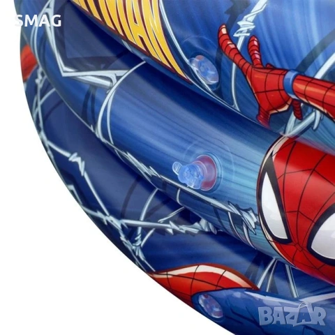 Детски басейн Spiderman Ø1.22x0.30м с 3 ринга - винил_1235810, снимка 7 - Басейни и аксесоари - 54437908