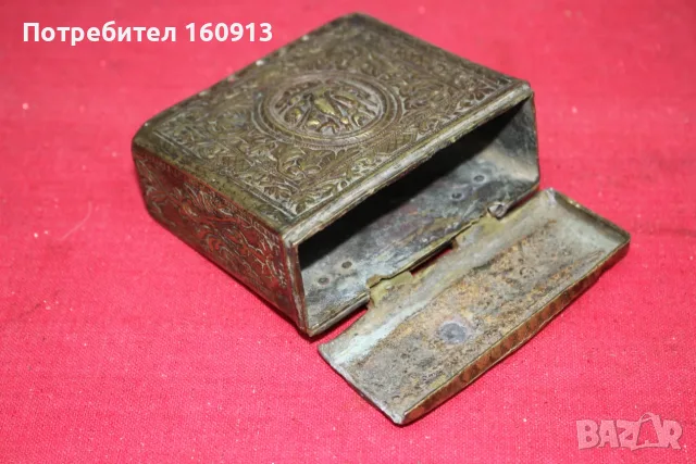 Старинна бронзова барутница, паласка, фишеклък, кутия., снимка 7 - Антикварни и старинни предмети - 55422163