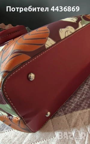 Голяма дамска чанта от еко кожа с красив флорален принт, снимка 2 - Чанти - 54229279