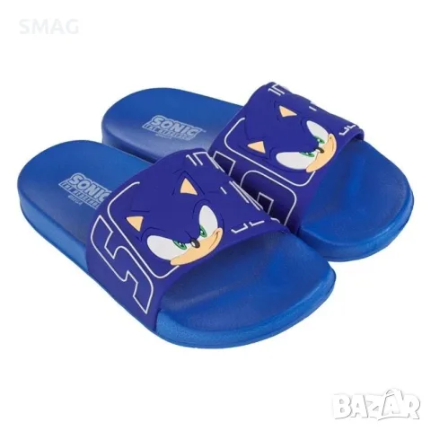 Детски сини джапанки тип slides с дизайн sonic за момчета_1248497