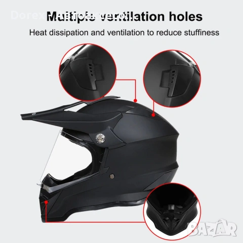 Крос каска за мотор, мотокрос, ендуро и АТВ - червен/син мат - XL, снимка 4 - Аксесоари и консумативи - 54184147