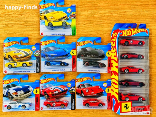 Ексклузивен лот Hot Wheels FERRARI–12 легендарни модела (НОВИ)