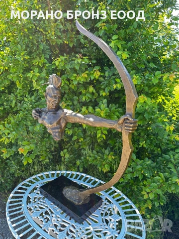 Масивна бронзова скулптура "Индианец с лък" – Автор: Frederic Remington, 13 кг, 84 см, снимка 5 - Антикварни и старинни предмети - 54552483