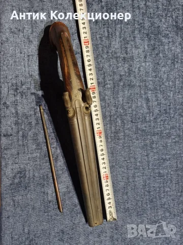 двуцевен капсулен пистолет. 45 cm, снимка 3 - Антикварни и старинни предмети - 55565370