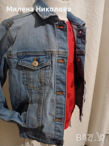 Дънково яке Zara 9г и блузка OVS, снимка 2 - Детски якета и елеци - 54495969