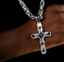 масивно Модно колие ланец с висулка кръст, снимка 1