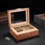 Хумидор за 50 пури – кедър, кожа, стъкло, дигитален хигрометър, снимка 3