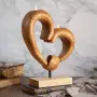 Декоративна статуетка свещник сърце от дърво, снимка 1