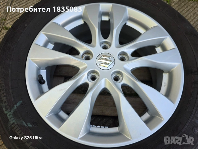 Лети джанти 16ки 5х114.3 Suzuki + летни гуми 205/60/16 Continental, снимка 4 - Гуми и джанти - 54407236