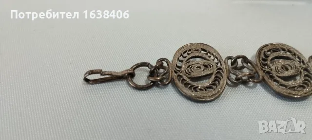 Красива винтидж филигранна гривна – 19 см (Посребрена), снимка 3 - Гривни - 55362078