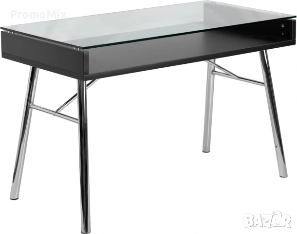 Бюро Flash Furniture Brettford NAN-JN-2966-GG Бюро с плот от закалено стъкло Работна маса Офис бюро , снимка 5 - Бюра - 54216673