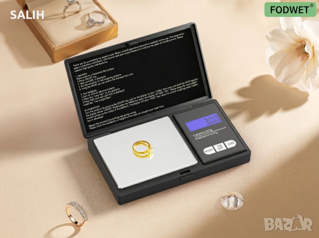 Дигитална везна 500g 0.01g прецизно джобно бижутерско микро кантарче точно измерване, снимка 2 - Друга електроника - 54984373
