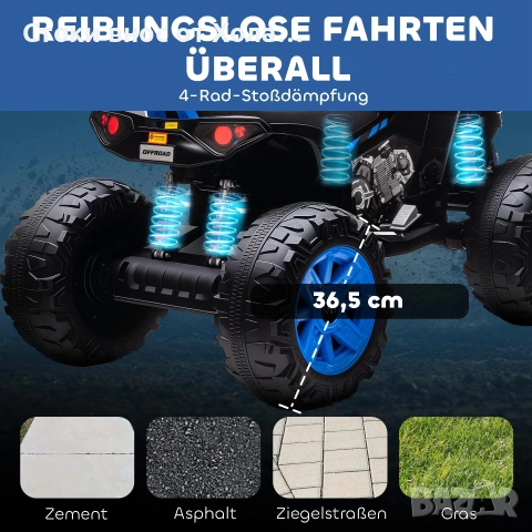 Електрическо ATV за деца 24V, 4 окачени колела, фарове, USB и MP3 връзка, двуместно детско превозно , снимка 5 - Детски велосипеди, триколки и коли - 55157187