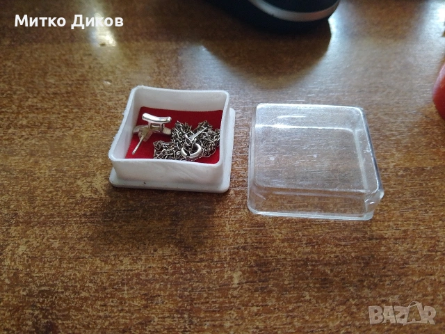 Сребърна верижка и обеца сребърна с камък общо около 4грама двете , снимка 3 - Колиета, медальони, синджири - 54822342