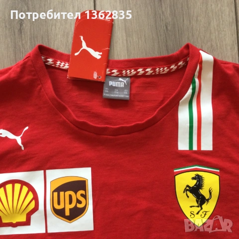за феновете на FERRARI и FORMULA 1  : НОВА оригинална червена тениска Puma x  /  Ferrari размер XXL , снимка 5 - Тениски - 54556182