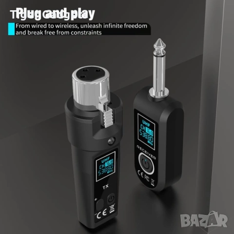 Upgrade D Version 2.4GHz Wireless XLR Transmitter & Receiver – безжична система за микрофони, миксер, снимка 7 - Други - 54620384
