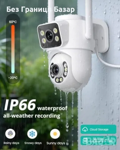 Нова Външна CCTV камера ANBIUX 6MP, 360° PTZ, AI следене, IP66, Alexa охрана дом, снимка 6 - IP камери - 55544304