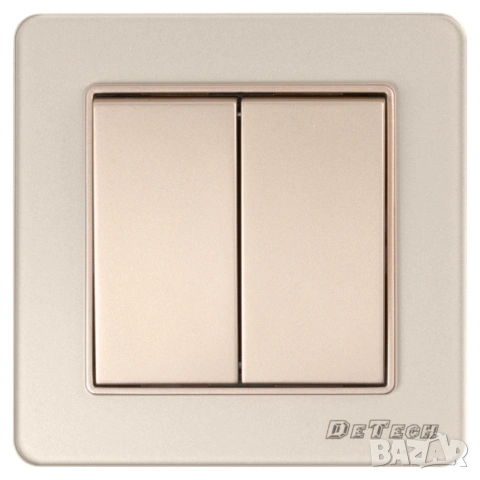 Двоен електрически ключ DeTech DE-6008-02, 10A, 250V, IP20, за вграждане, златист, снимка 2 - Други - 55137968