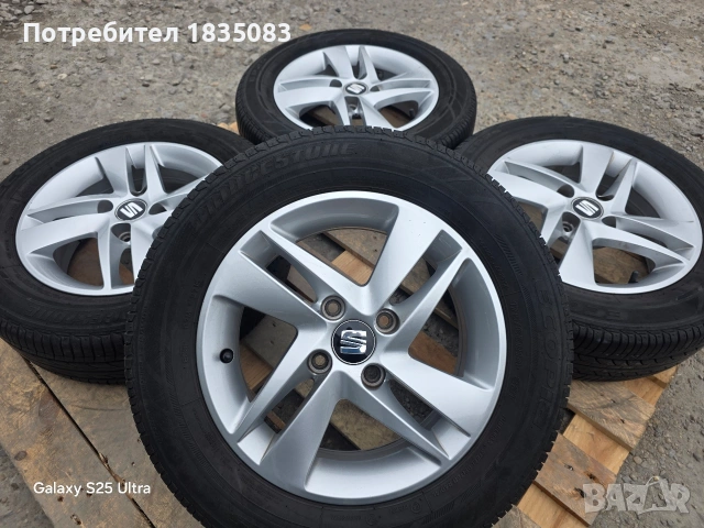 Лети джанти 14ки 4х100 Seat + летни гуми 175/65/14 Bridgestone
