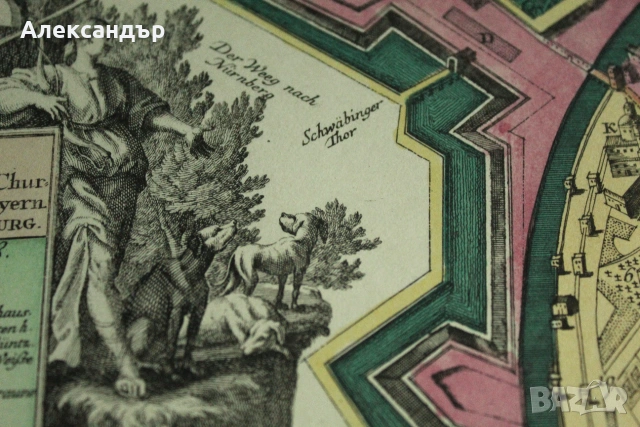 Стара картина / карта на Мюнхен, снимка 6 - Колекции - 55185190