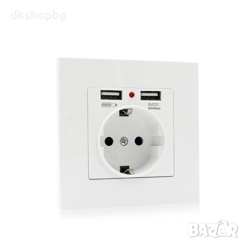 4618 Стенен контакт за вграждане с двоен USB порт, Бял цвят, снимка 4 - Други стоки за дома - 54594652
