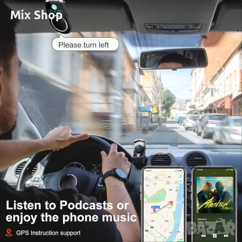 Нов Aigital Bluetooth комплект за свободни ръце за кола с гласово управление, снимка 3 - Друга електроника - 54565768