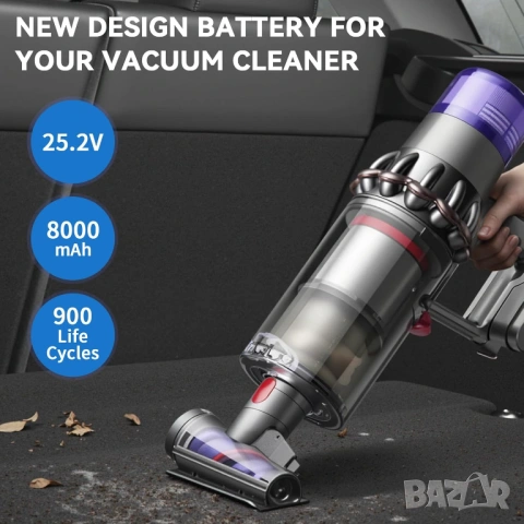 Батерия 8000mAh за Dyson V11 V15 Click-In Morpilot 25.2V с два филтъра [Нова запечатана], снимка 3 - Прахосмукачки - 54260153