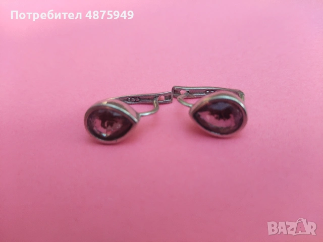 сребърни обици с камък цитрин, снимка 3 - Обеци - 55197367