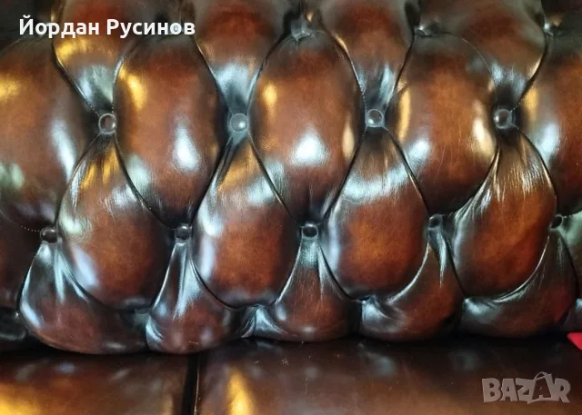 Честърфийлд кожен диван Chesterfield ОРИГИНАЛЕН, снимка 5 - Дивани и мека мебел - 55139189
