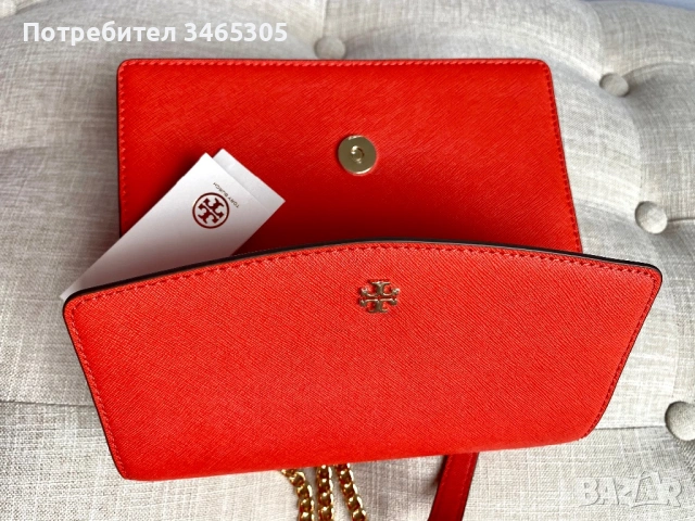 Tory Burch дамска червена кожена чанта, снимка 9 - Чанти - 54663647