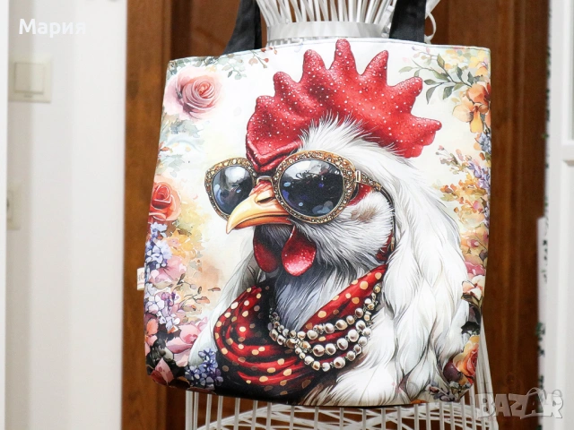 Текстилна торба с Кокошка, ръчна изработка