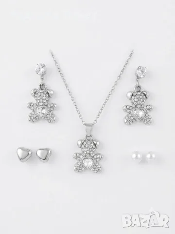 Комплект колие и обеци „Sparkle Bear“, снимка 2 - Бижутерийни комплекти - 55434617