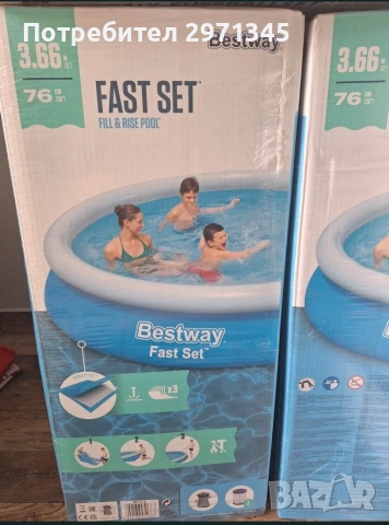 НОВИ!Bestway Басейн Fast Set с филтърна помпа3,66