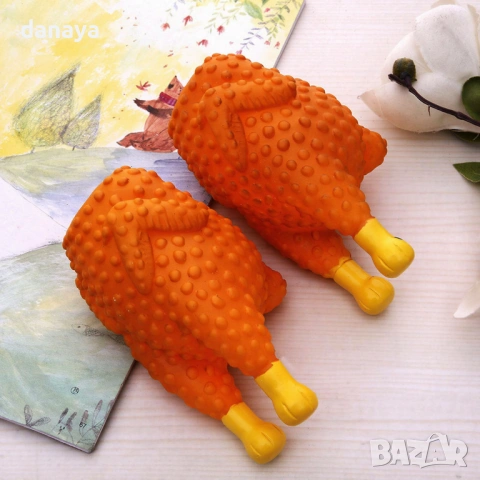 6587 Играчка за куче пиле със звук – гумена играчка за дъвчене 14 см, снимка 2 - За кучета - 54223108