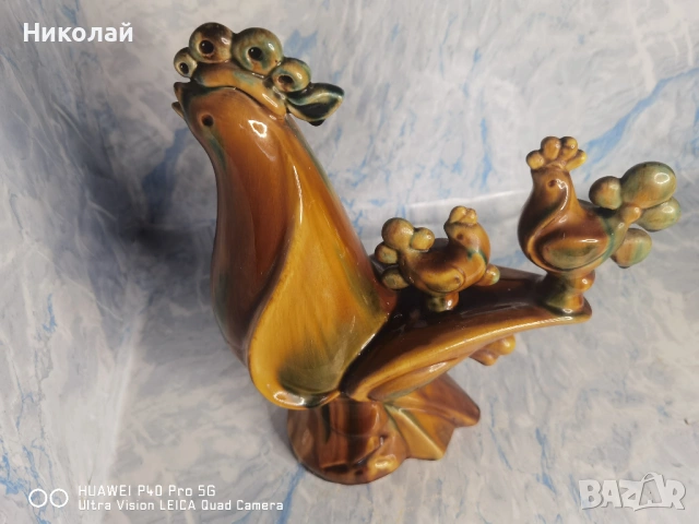 Стара Съветска Керамична Фигура ЗИК Конаково Кокошка с Пиленца, снимка 11 - Антикварни и старинни предмети - 54387783