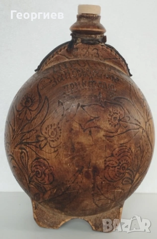 Дървена бъклица от 1910 г.Руска лъжици кутия.Дървен домашен иконостас., снимка 2 - Антикварни и старинни предмети - 49421945