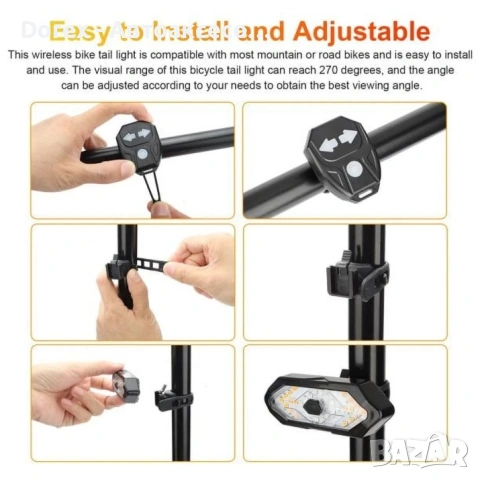 Комплект за велосипед задна LED светлина с мигачи и клаксон USB, снимка 14 - Аксесоари и консумативи - 54197181