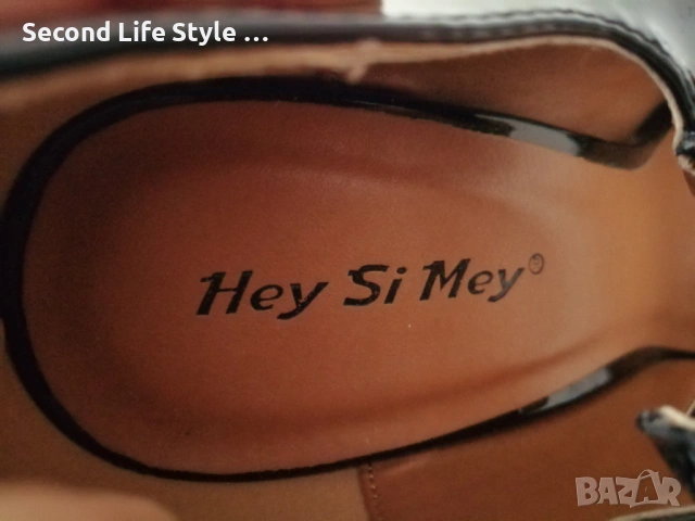 №43 унисекс - мъжки/дамски обувки на висок ток с остър връх и закопчаване с катарама -Hey Si Mey , снимка 13 - Официални обувки - 54217291