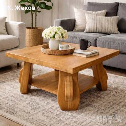 Масивна дъбова холна маса