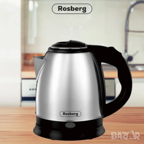 Електрическа кана Rosberg, 1500W, 1 л., Корпус неръжд. стомана, S/S,2 ГОДИНИ ГАРАНЦИЯ, снимка 2 - Кани - 54923475