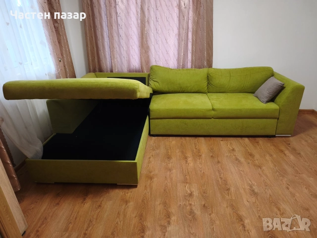 Зелен Голям Ъглов диван 