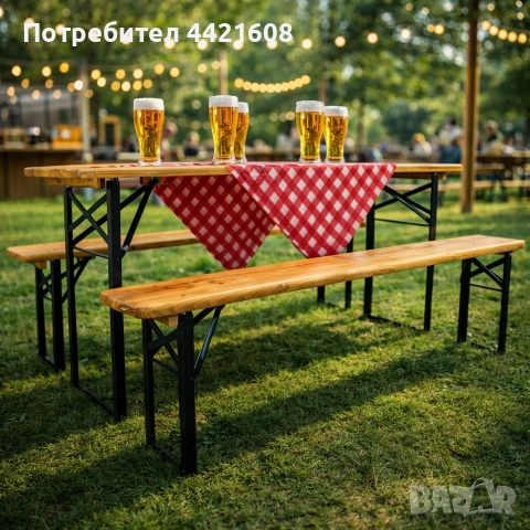 Сгъваем комплект градинска маса с 2 пейки - От чамово дърво, снимка 12 - Други стоки за дома - 55231202